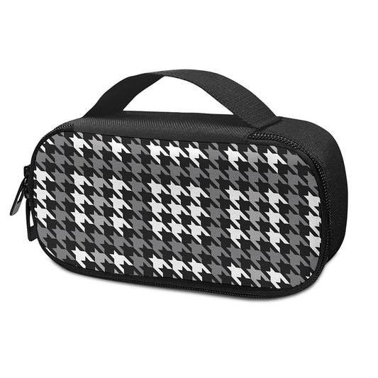 Grey Houndstooth Pattern Print Insulin Cooler Travel Case