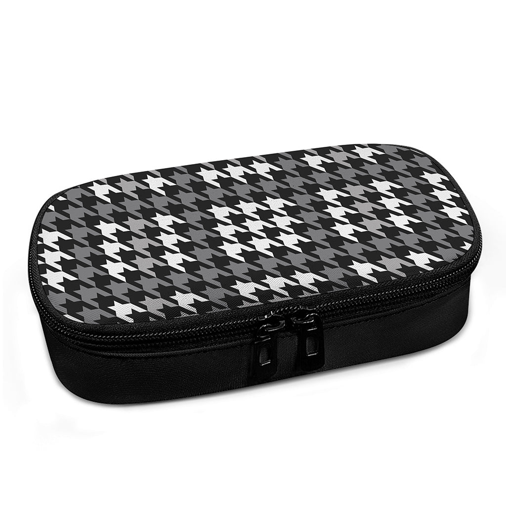 Grey Houndstooth Pattern Print Insulin Cooler Travel Case