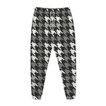 Grey Houndstooth Pattern Print Jogger Pants