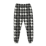 Grey Houndstooth Pattern Print Jogger Pants