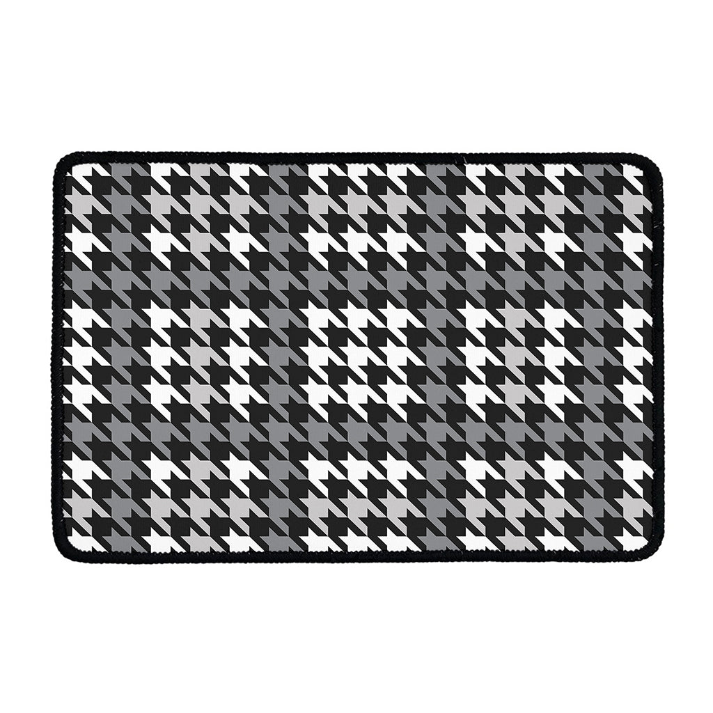 Grey Houndstooth Pattern Print Kitchen Mat