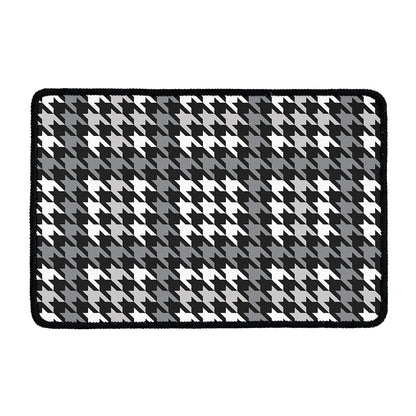 Grey Houndstooth Pattern Print Kitchen Mat
