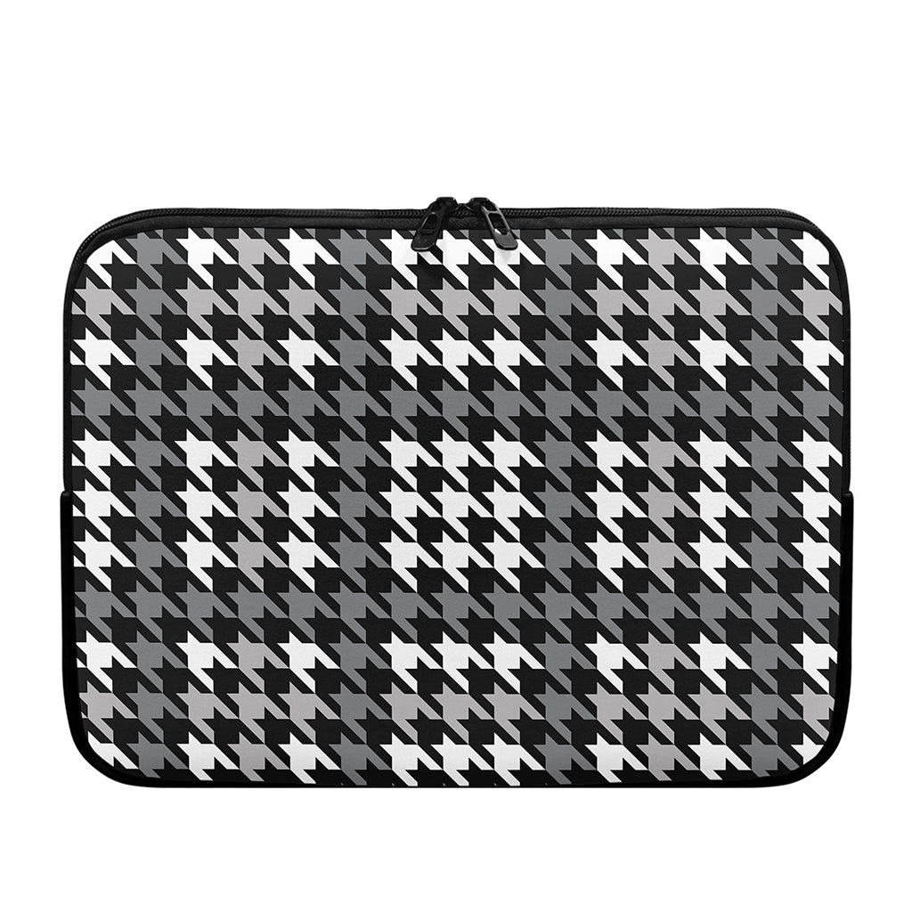 Grey Houndstooth Pattern Print Laptop Sleeve