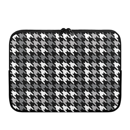 Grey Houndstooth Pattern Print Laptop Sleeve