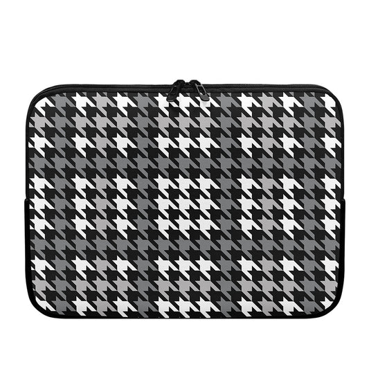 Grey Houndstooth Pattern Print Laptop Sleeve