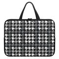 Grey Houndstooth Pattern Print Laptop Sleeve With Handle