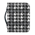 Grey Houndstooth Pattern Print Leather Bible Cover