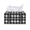 Grey Houndstooth Pattern Print Leather Tissue Box Cover