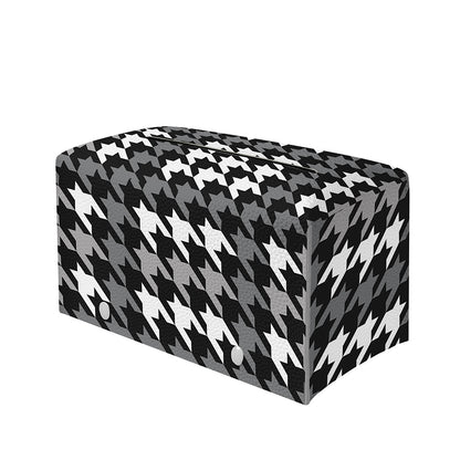 Grey Houndstooth Pattern Print Leather Tissue Box Cover