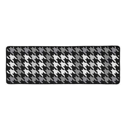 Grey Houndstooth Pattern Print Long Kitchen Mat