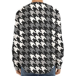 Grey Houndstooth Pattern Print Long Sleeve Baseball Jersey