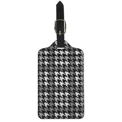 Grey Houndstooth Pattern Print Luggage Tag