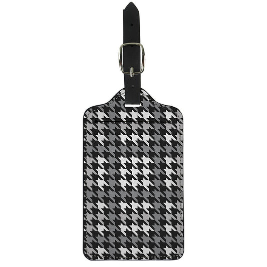 Grey Houndstooth Pattern Print Luggage Tag