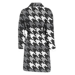 Grey Houndstooth Pattern Print Men's Bathrobe