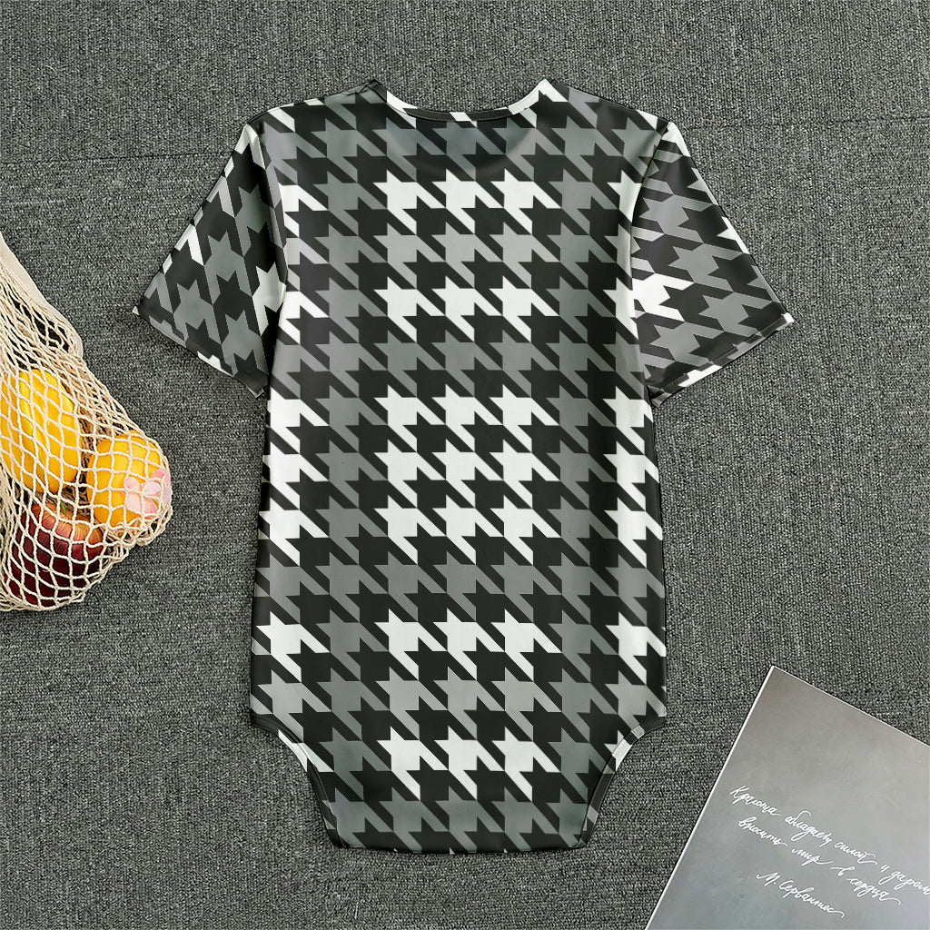 Grey Houndstooth Pattern Print Men's Bodysuit