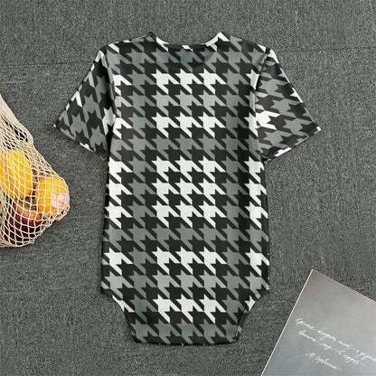 Grey Houndstooth Pattern Print Men's Bodysuit