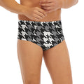 Grey Houndstooth Pattern Print Men's Briefs