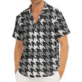 Grey Houndstooth Pattern Print Men's Deep V-Neck Shirt