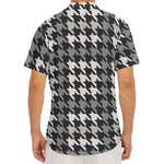 Grey Houndstooth Pattern Print Men's Deep V-Neck Shirt