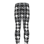 Grey Houndstooth Pattern Print Men's leggings