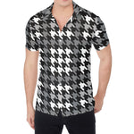 Grey Houndstooth Pattern Print Men's Shirt