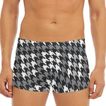 Grey Houndstooth Pattern Print Men's Short Boxer Briefs