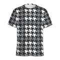 Grey Houndstooth Pattern Print Men's Athletic T-Shirt