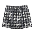 Grey Houndstooth Pattern Print Mesh Shorts