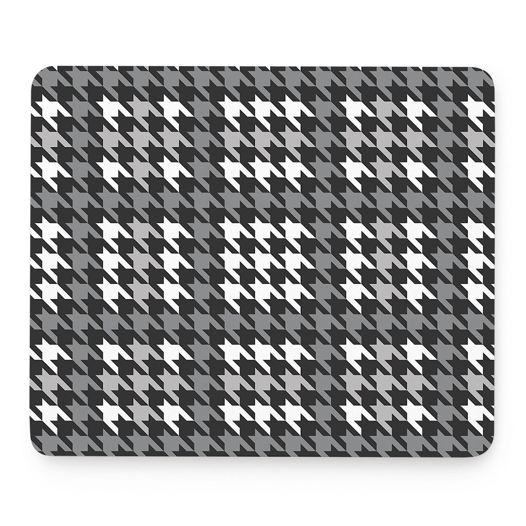 Grey Houndstooth Pattern Print Mouse Pad