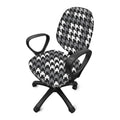 Grey Houndstooth Pattern Print Office Chair Cover