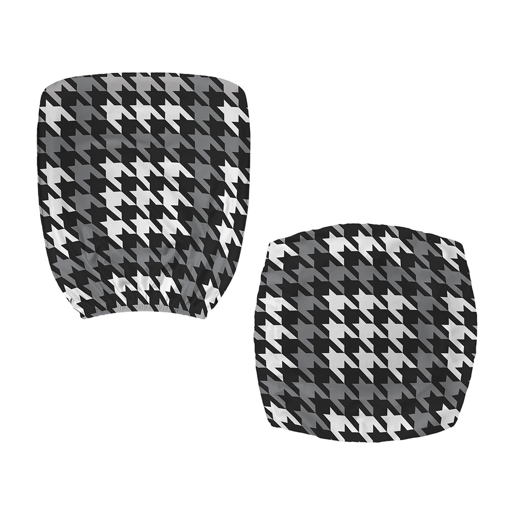 Grey Houndstooth Pattern Print Office Chair Cover