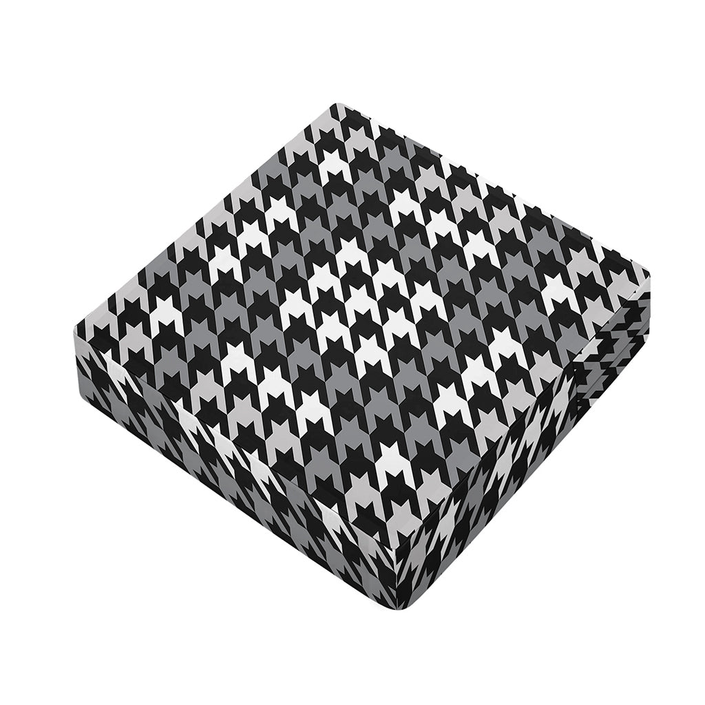 Grey Houndstooth Pattern Print Outdoor Seat Cushion Cover
