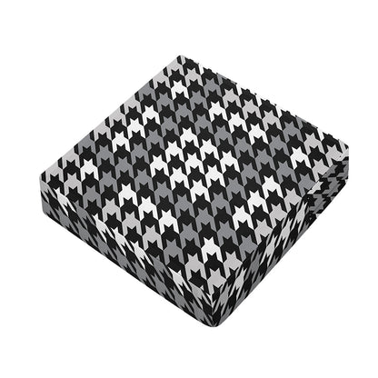 Grey Houndstooth Pattern Print Outdoor Seat Cushion Cover