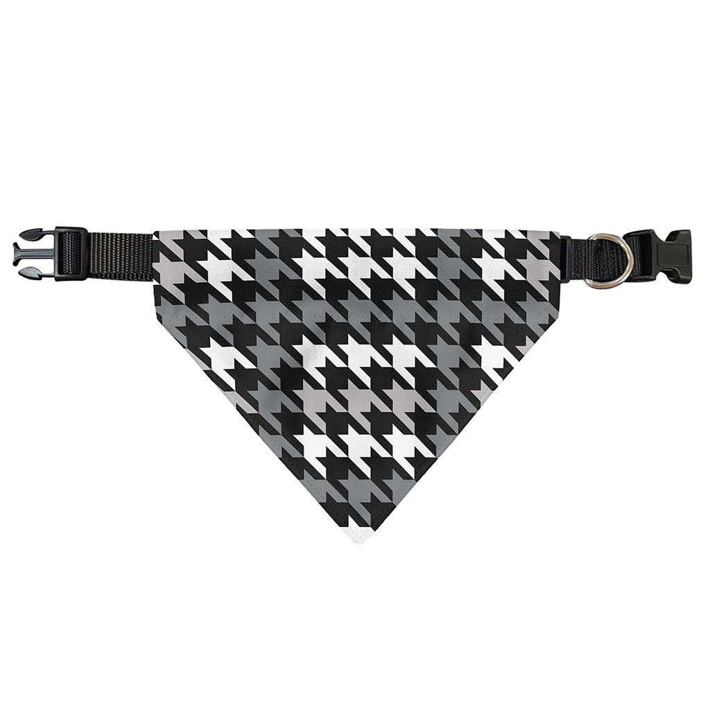 Grey Houndstooth Pattern Print Over The Collar Dog Bandana