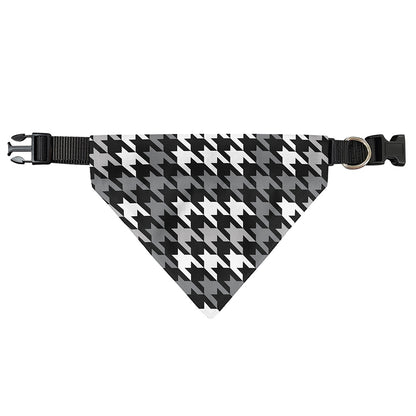 Grey Houndstooth Pattern Print Over The Collar Dog Bandana