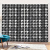 Grey Houndstooth Pattern Print Pencil Pleat Curtains