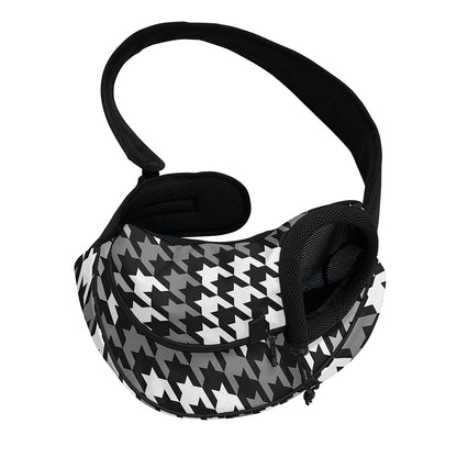 Grey Houndstooth Pattern Print Pet Sling Carrier