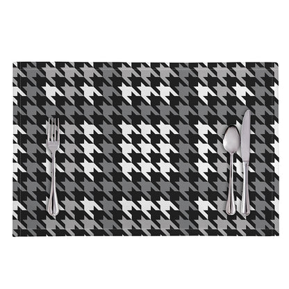 Grey Houndstooth Pattern Print Placemat