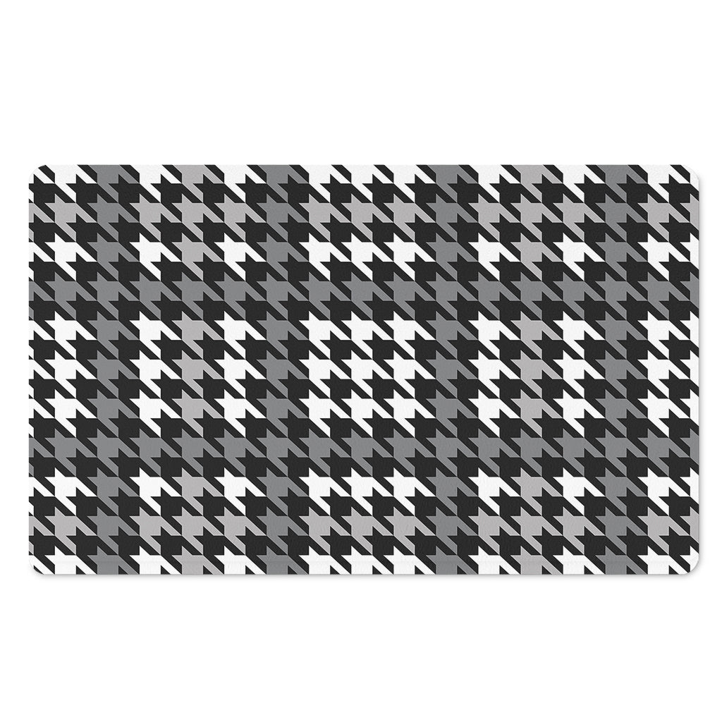 Grey Houndstooth Pattern Print Polyester Doormat