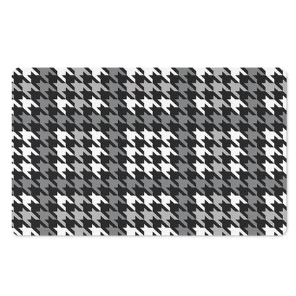 Grey Houndstooth Pattern Print Polyester Doormat
