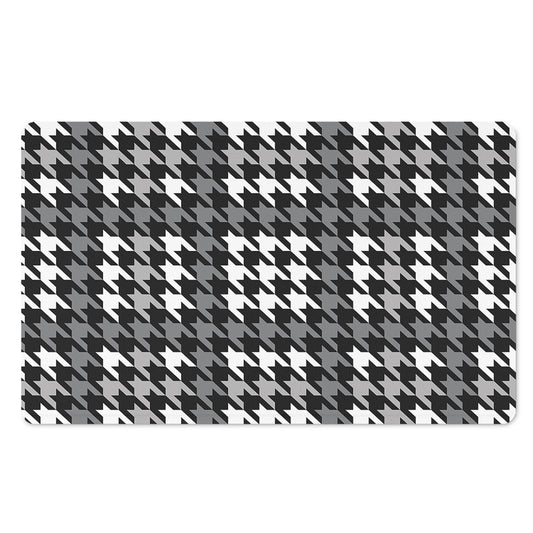 Grey Houndstooth Pattern Print Polyester Doormat