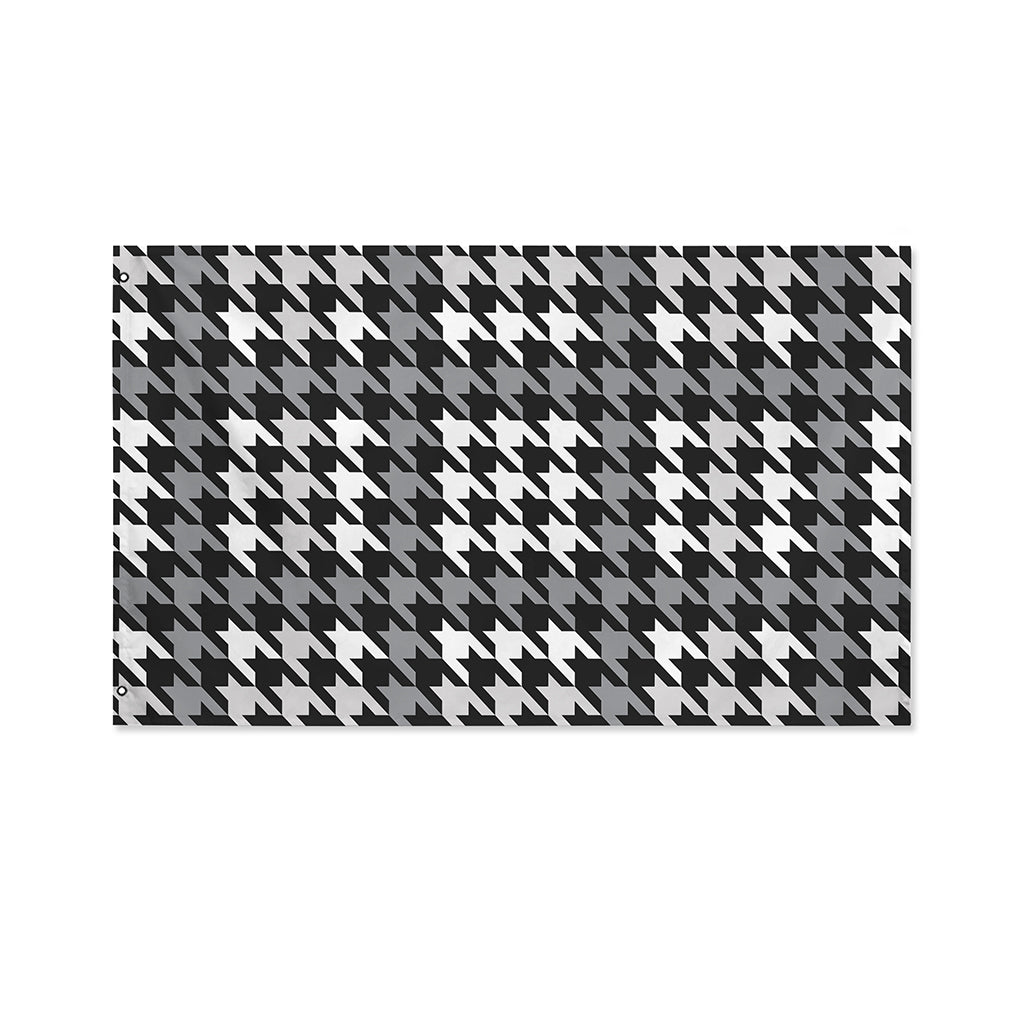 Grey Houndstooth Pattern Print Polyester Flag