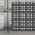 Grey Houndstooth Pattern Print Polyester Shower Curtain