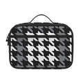 Grey Houndstooth Pattern Print Portable Lunch Bag