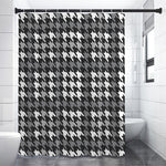 Grey Houndstooth Pattern Print Premium Shower Curtain