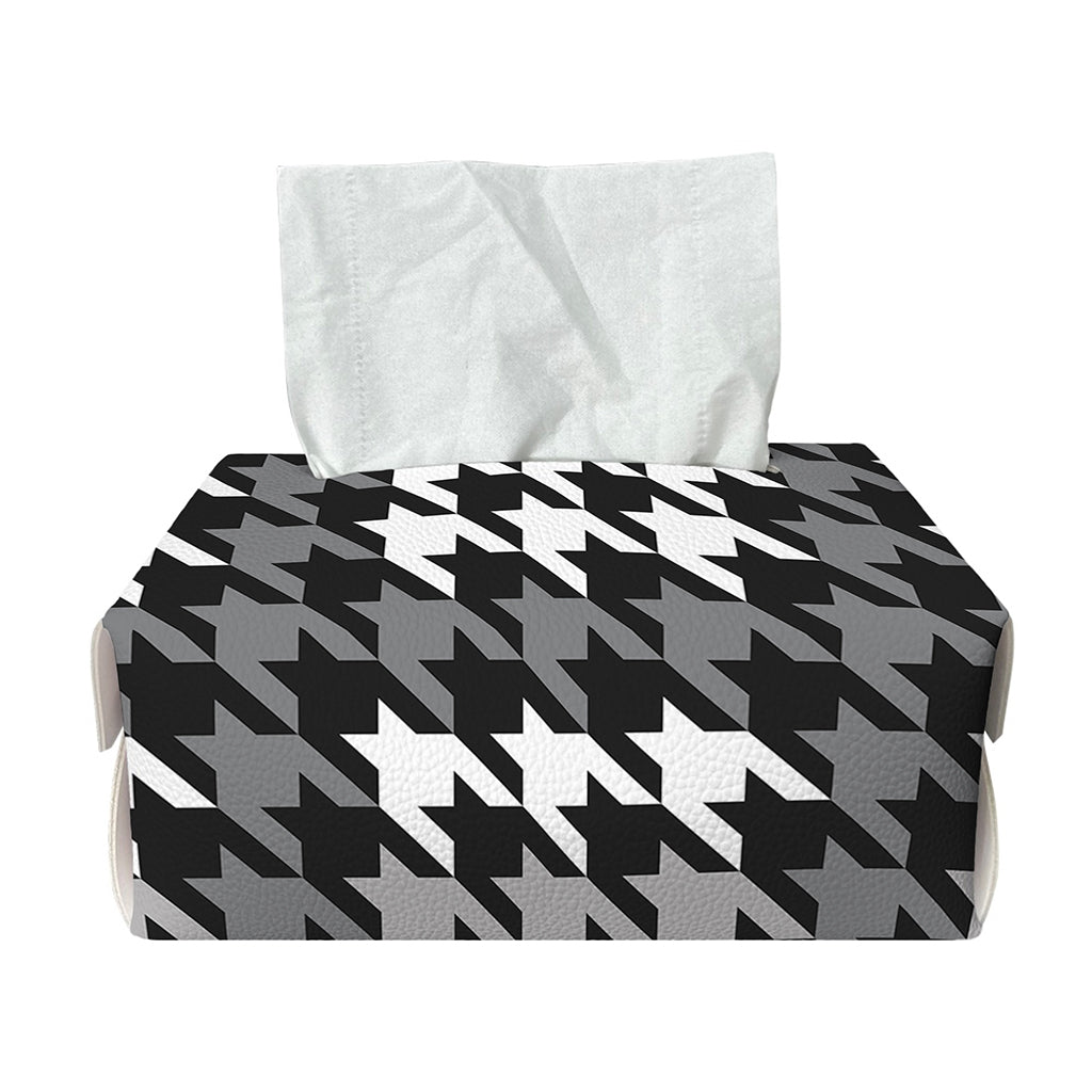Grey Houndstooth Pattern Print Rectangle Tissue Box Cover