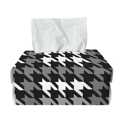 Grey Houndstooth Pattern Print Rectangle Tissue Box Cover