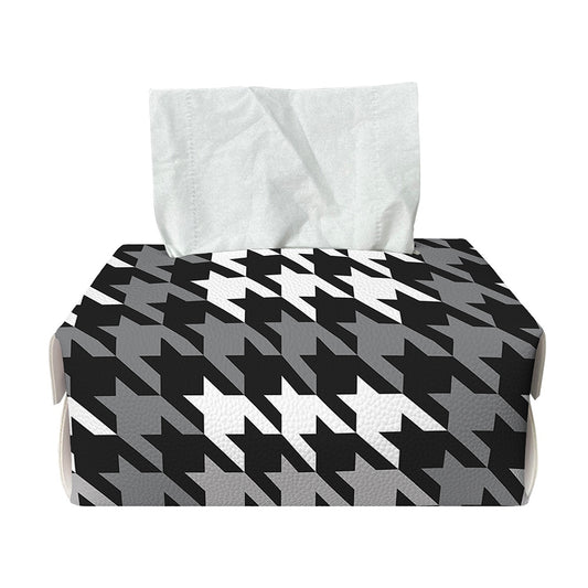 Grey Houndstooth Pattern Print Rectangle Tissue Box Cover