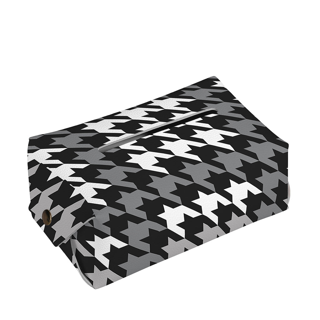 Grey Houndstooth Pattern Print Rectangle Tissue Box Cover