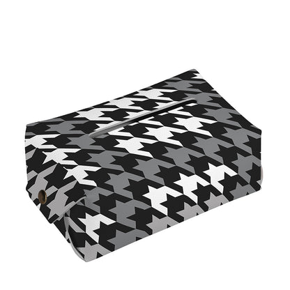 Grey Houndstooth Pattern Print Rectangle Tissue Box Cover